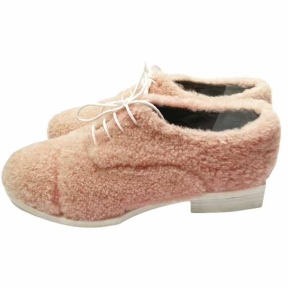 Amelie Pichard pink fluffy Oxfords made in France - Picture 1 of 7